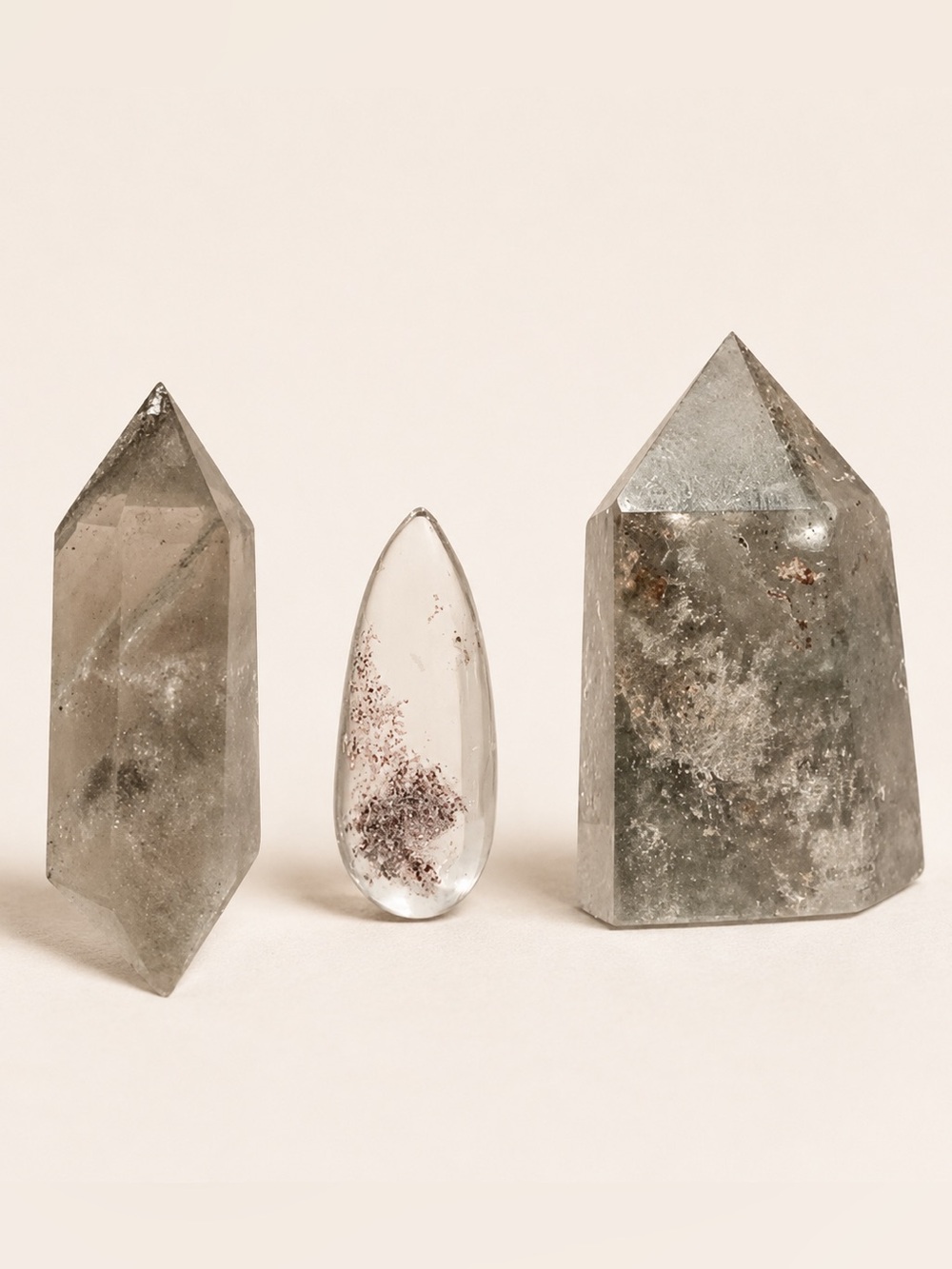 Smoky & Included Quartz Mini Crystal Tower Set of 3